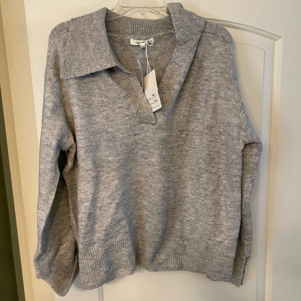 Miracle Light Gray V-Neck Women's Sweater